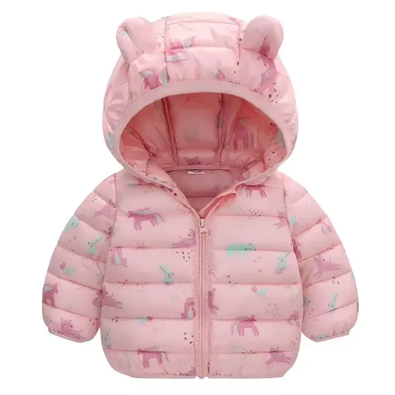 1-5 Years Baby Boy Hooded Lightweight Down Jacket Kids Girl Cartoon