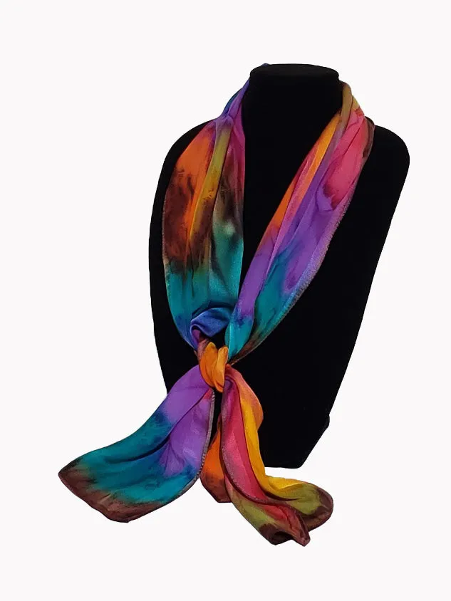 17" x 72" Hand Painted Silk Satin Stripe Scarves