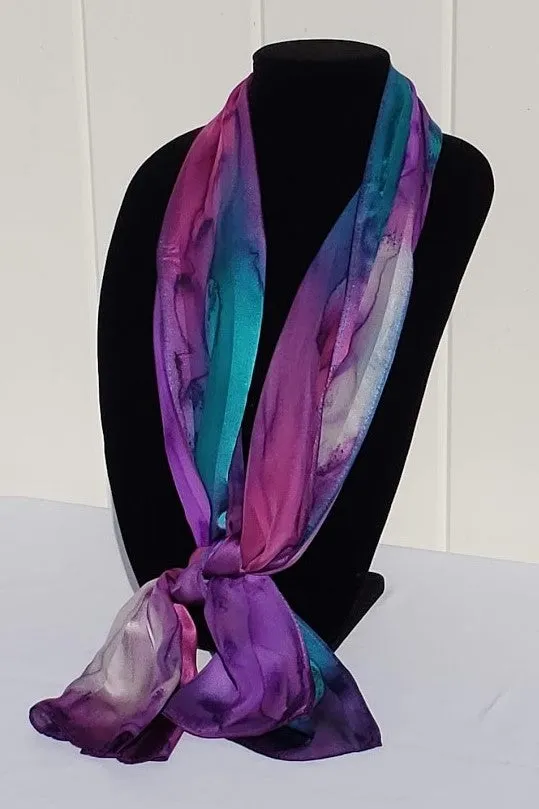 17" x 72" Hand Painted Silk Satin Stripe Scarves