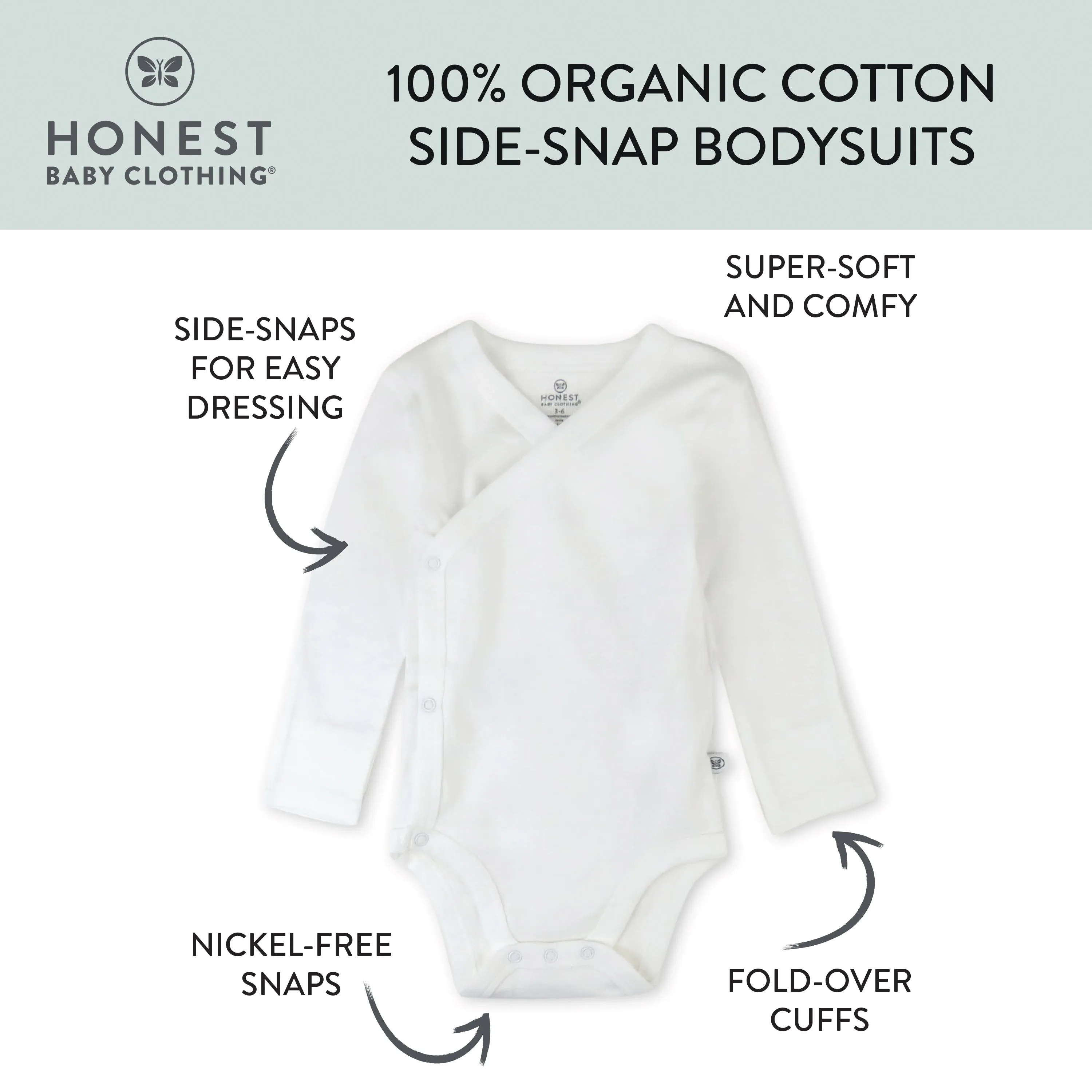 2-Piece Long Sleeve Organic Cotton Bodysuit & Side Snap Bodysuit