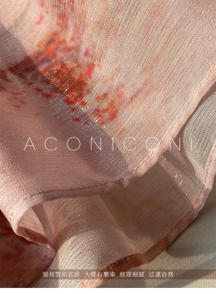 Aconiconi｜Fireworks French Print High end Design flowy floral Dress - Atami