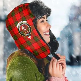 Adair Tartan Winter Trapper Hat with Family Crest