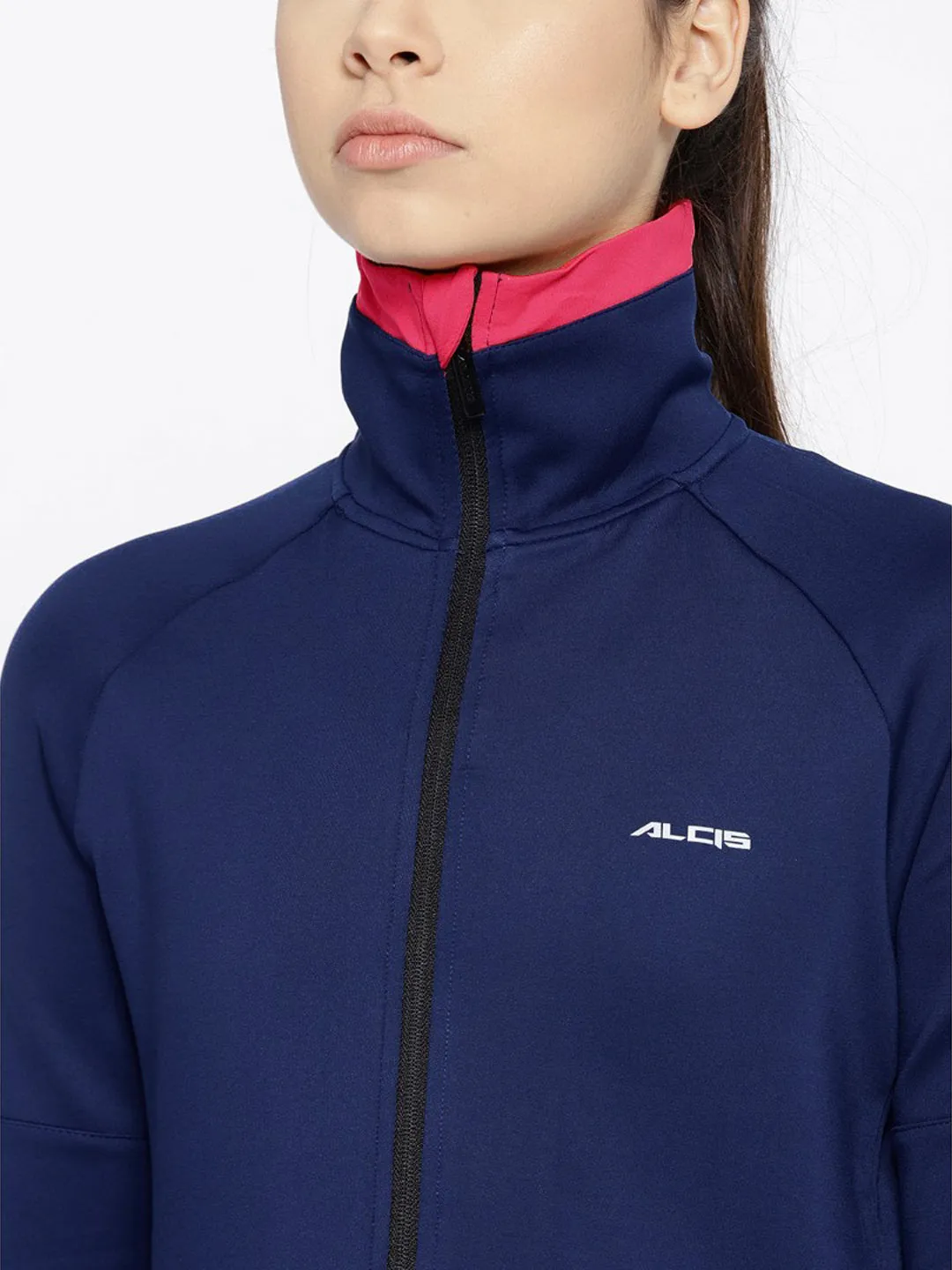 Alcis Women Navy Blue Solid Sporty Jacket