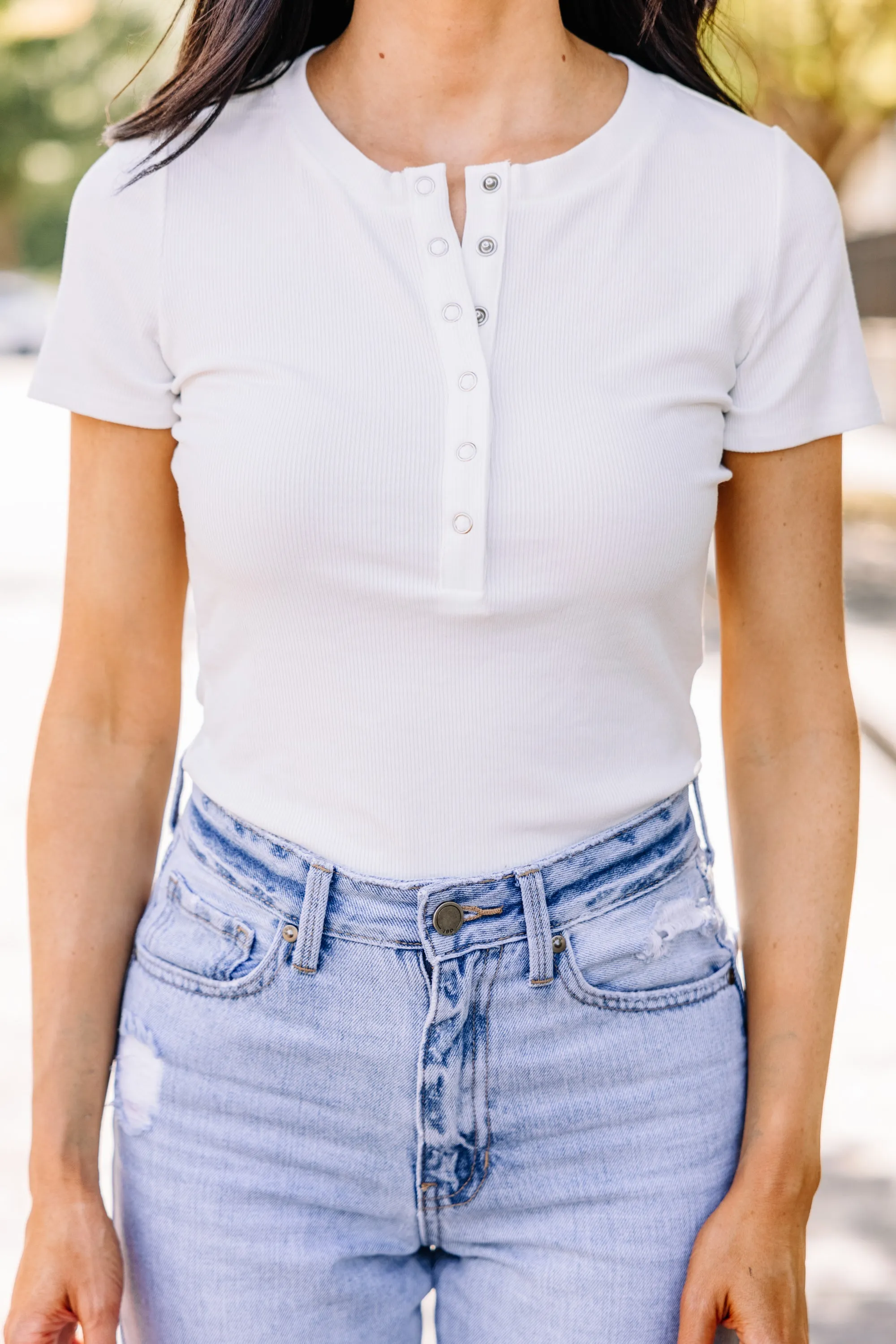 All That You Know White Ribbed Bodysuit