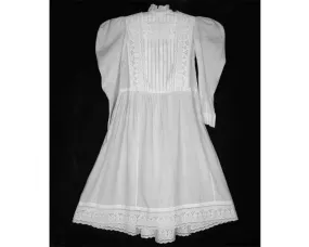 Antique Victorian Young Girls Cotton Embroidered Dress 1890s