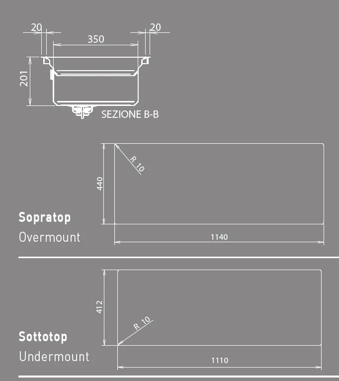 Artinox Layer SBR 111, top or undermount multi-level sink