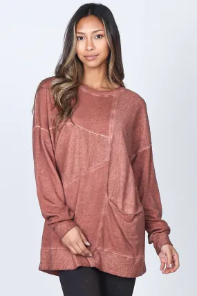 Asymmetrical Terry Paneled Tunic with Pocket