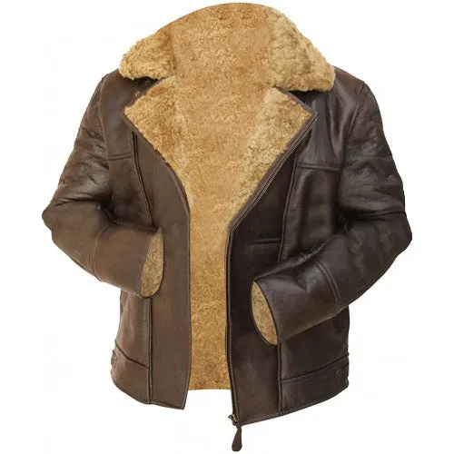 Aviator Pilot Flying Fur Shearling B3 Raf Brown Jacket