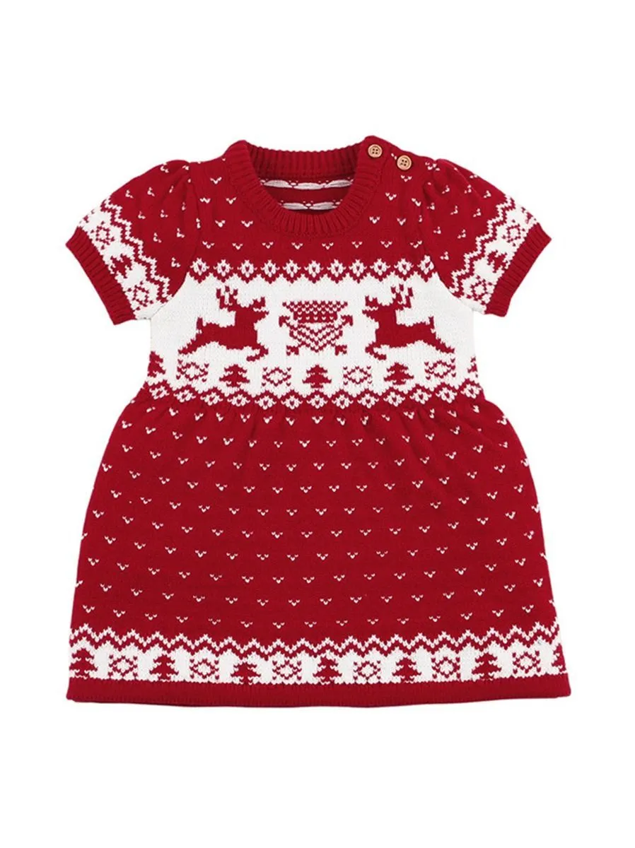 Baby Toddler Girl Christmas Reindeer Crochet Dress