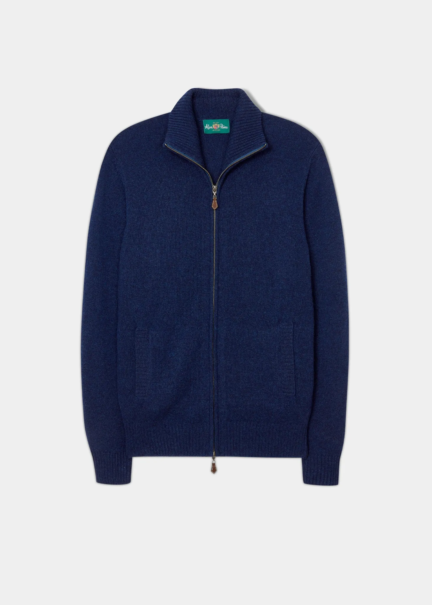 Ballater Lambswool Zipped Jumper In Indigo - Regular Fit