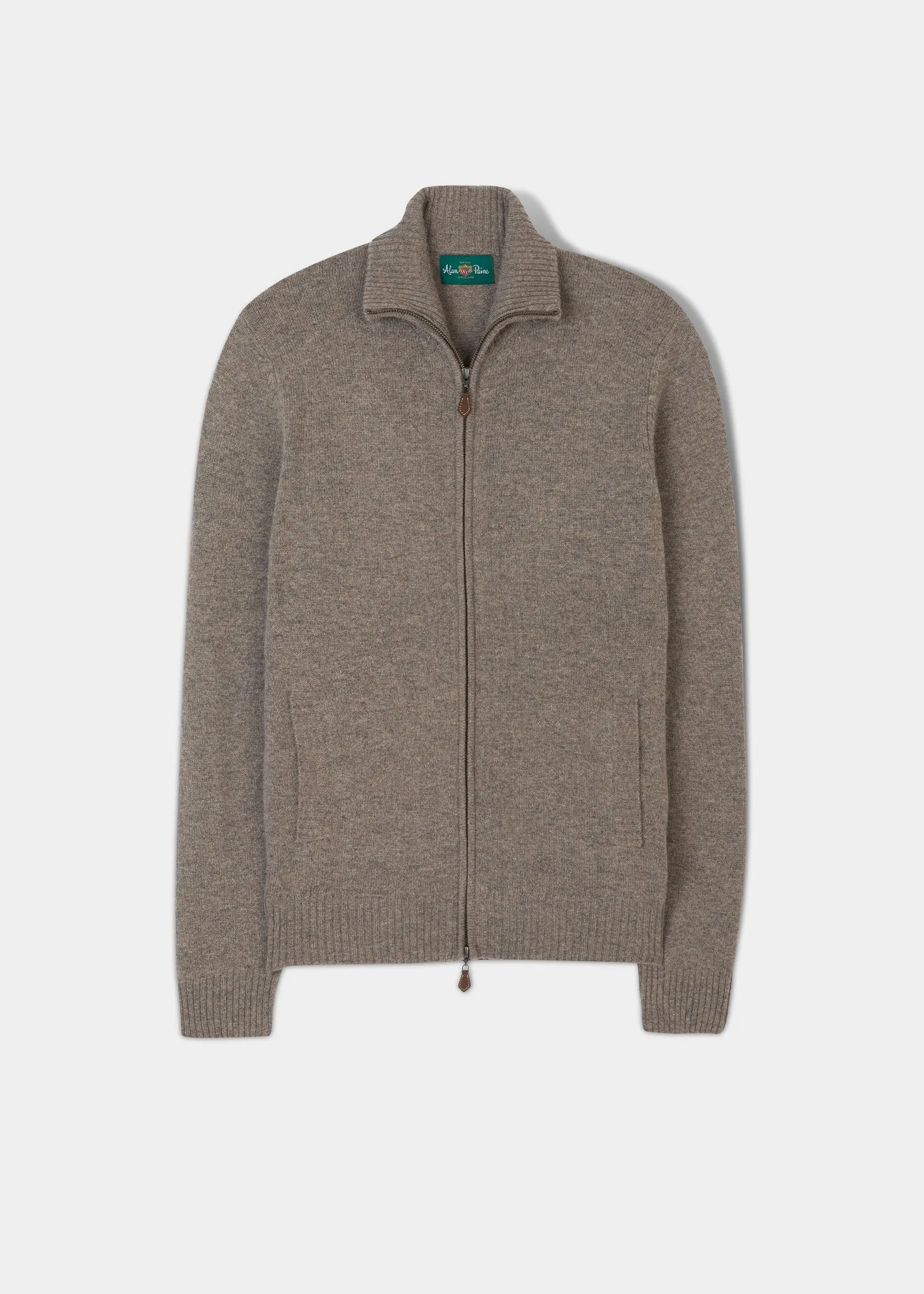 Ballater Lambswool Zipped Jumper in Vole - Regular Fit