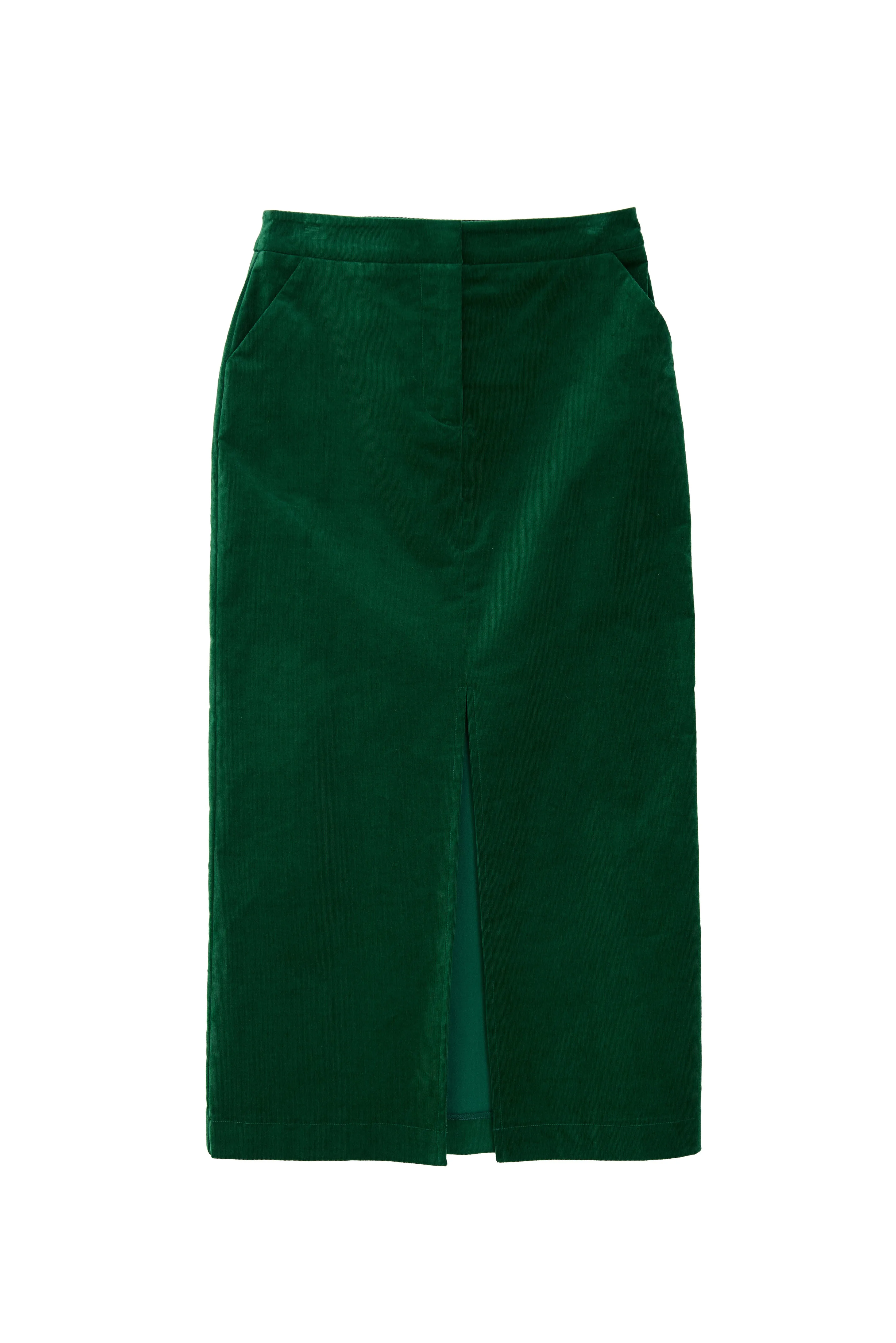 Balthazar Baby Cord Dark Green Midi Pencil Skirt