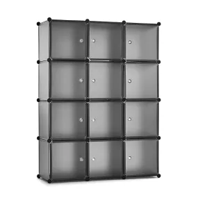 Bedroom PP Storage Wardrobe, 12 Cubes/20 Cubes, Light Grey Color and Transparent