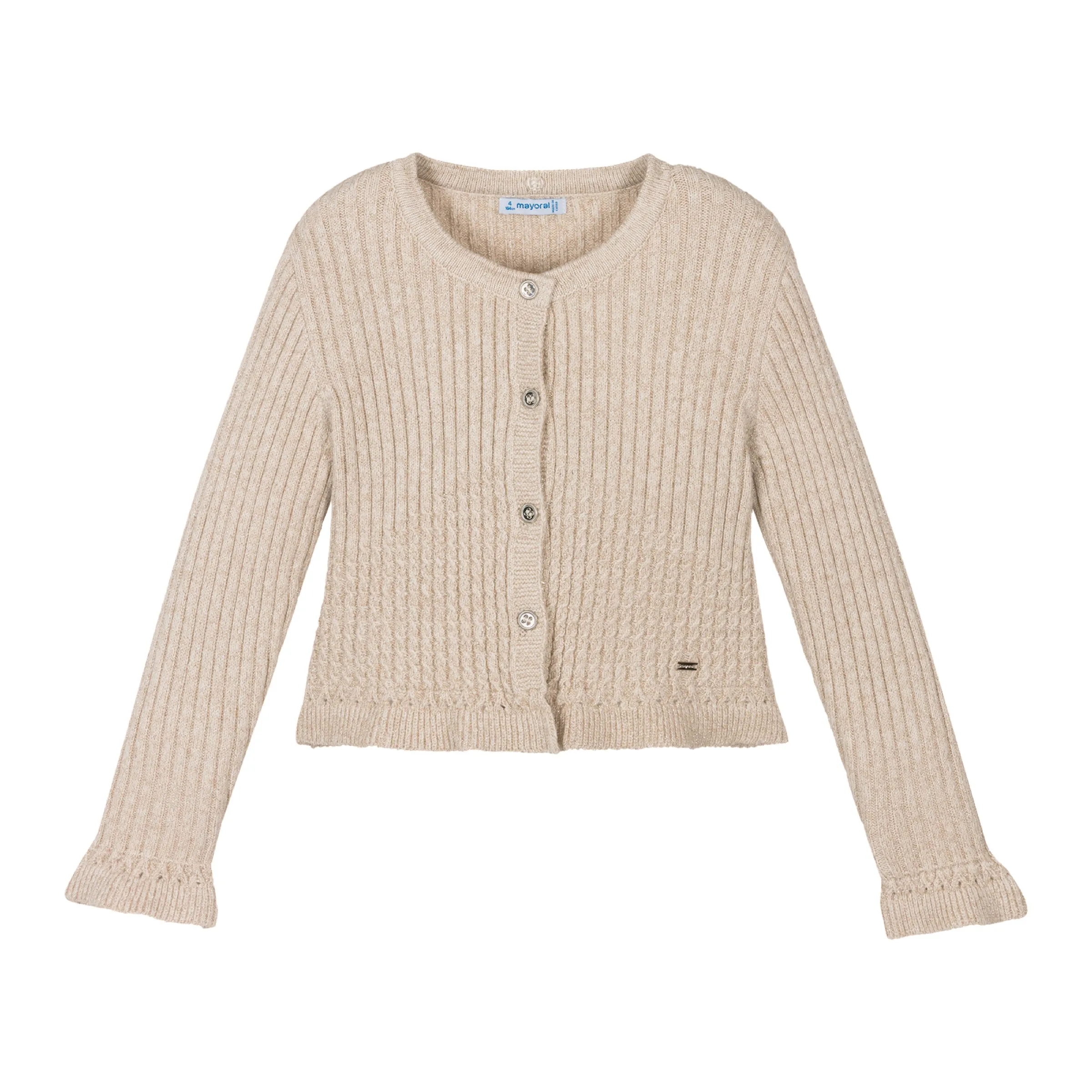 Beige Faux Fur Collar Cardigan