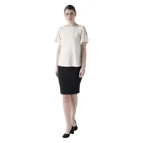 Birch Self Design Top With Pearl Neck