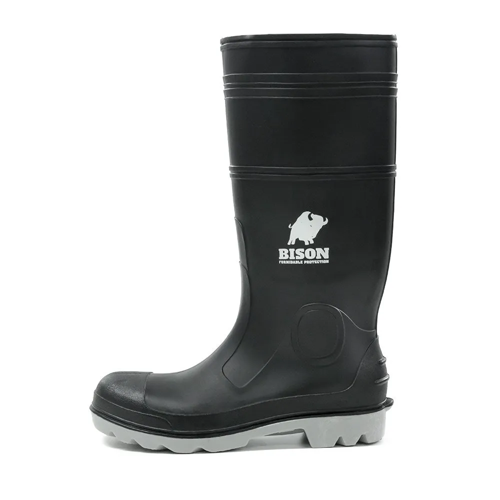 Bison Inca Safety PVC Gumboot (Black/Grey) INCAGSBKGY