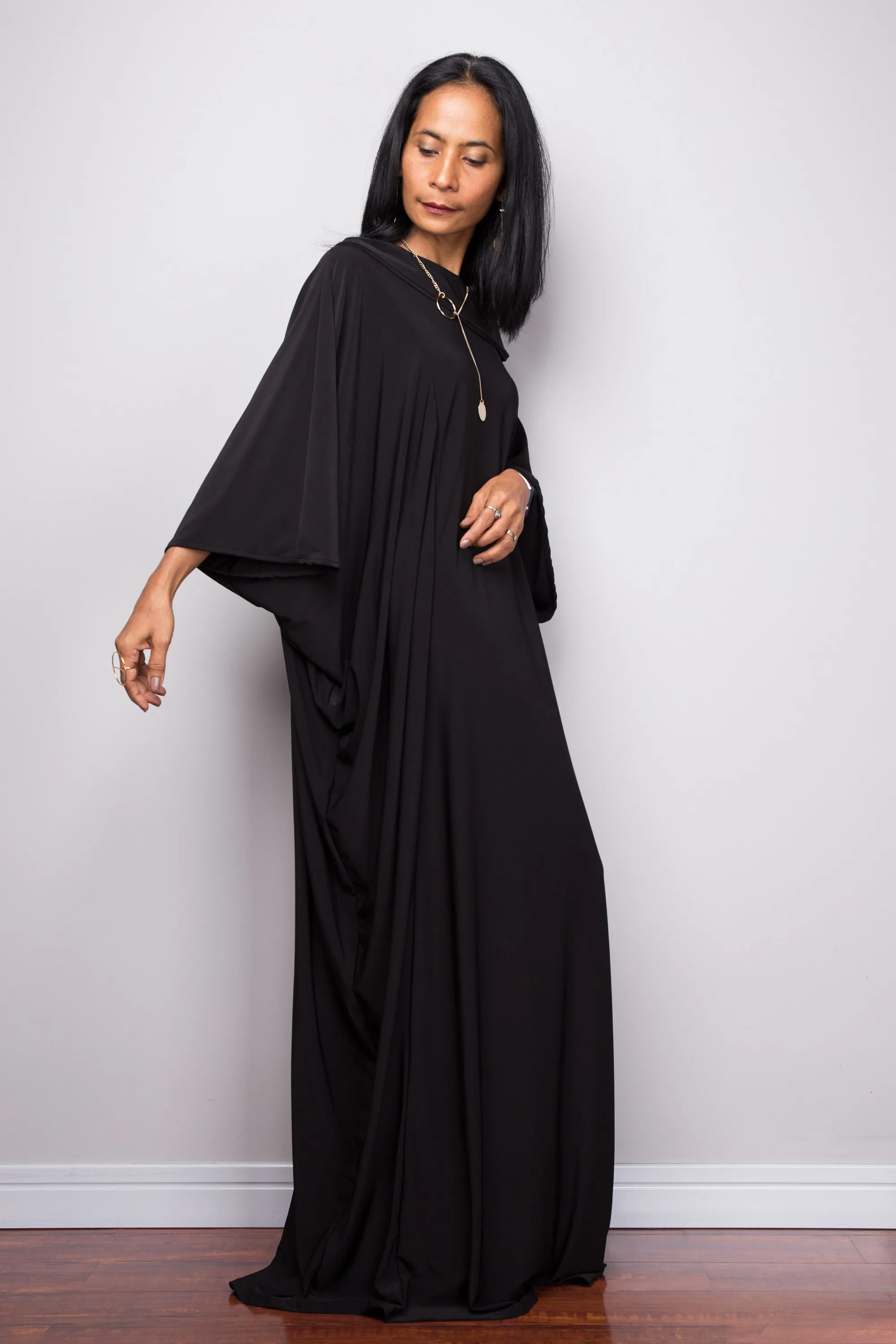 Black Modest Kaftan Dress