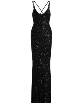 Black Sequin Knit Cocktail Dress