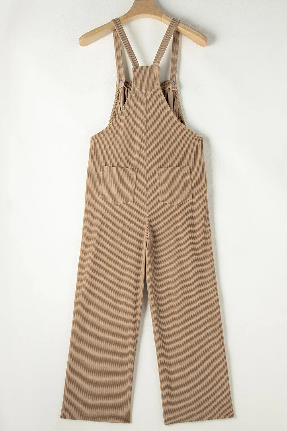 Black Solid Pocketed Loose Fit Corduroy Overall