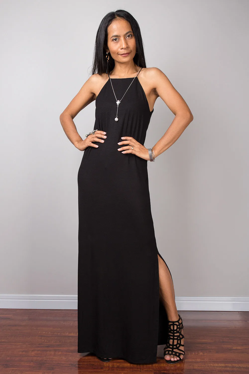 Black Spaghetti halter dress