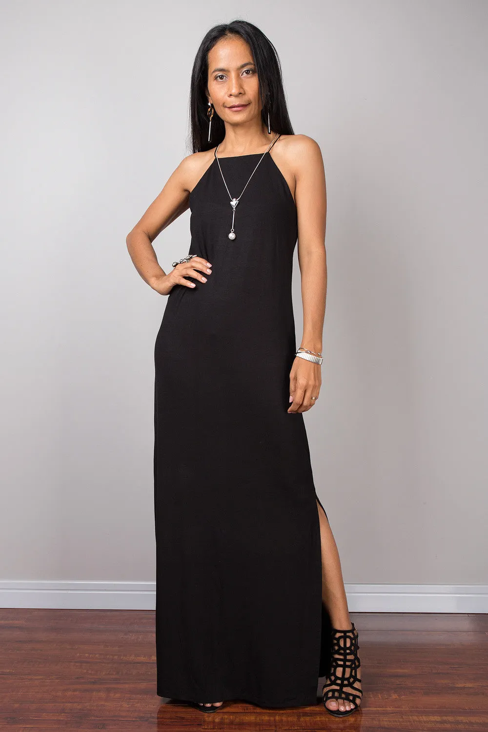 Black Spaghetti halter dress