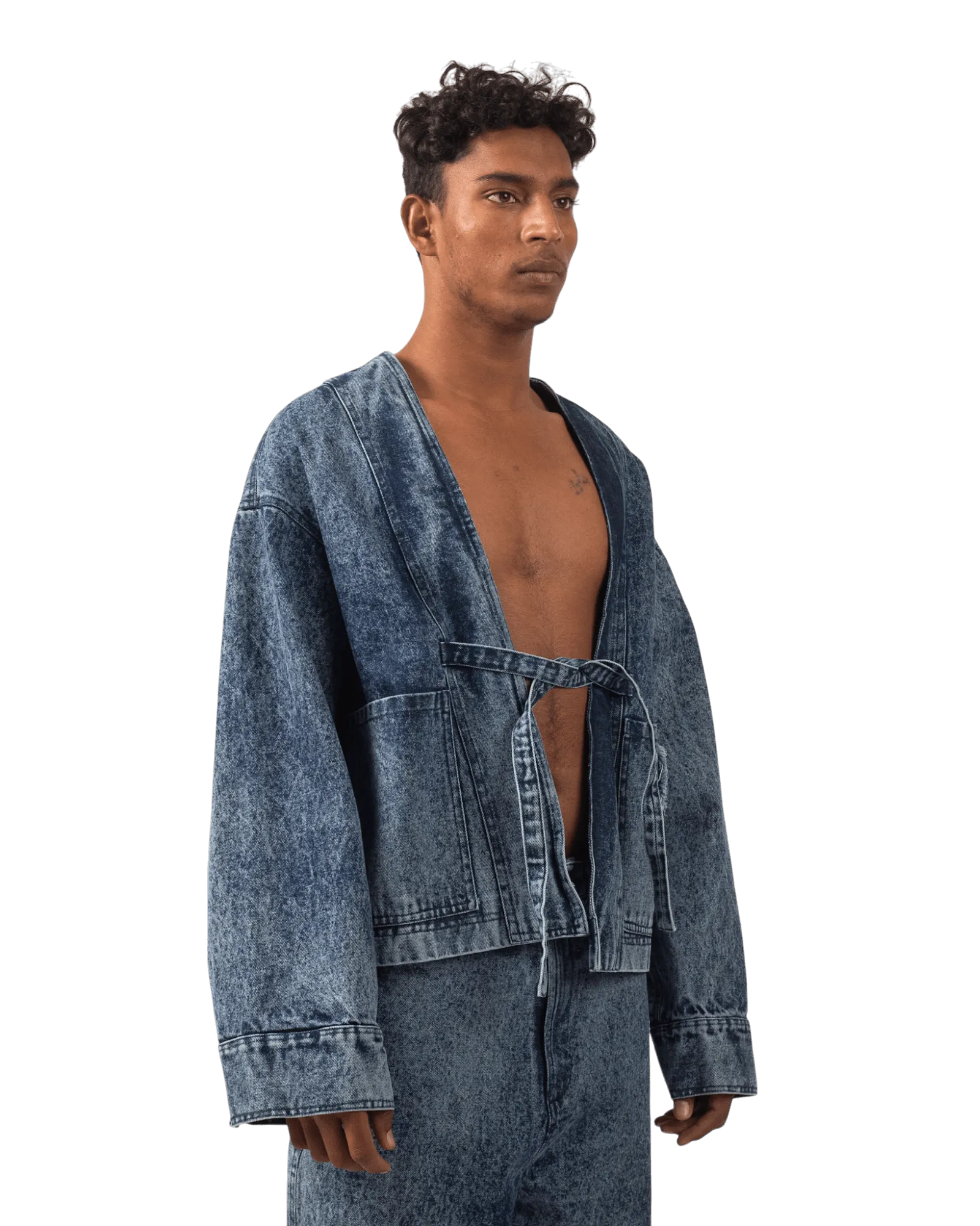 BLUE ACID WASH DENIM KIMONO