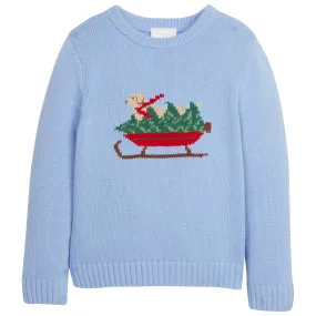 Blue Holiday Lab Intarsia Sweater