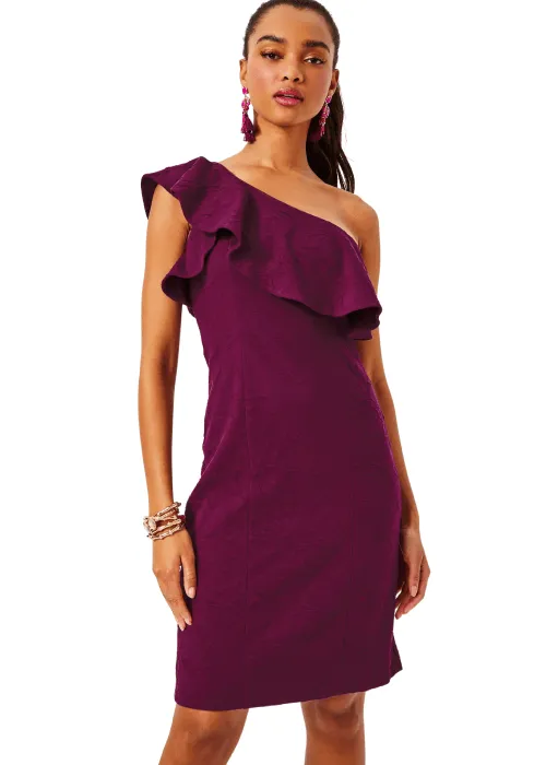 BORDEAUX ONE-SHOULDER DRESS