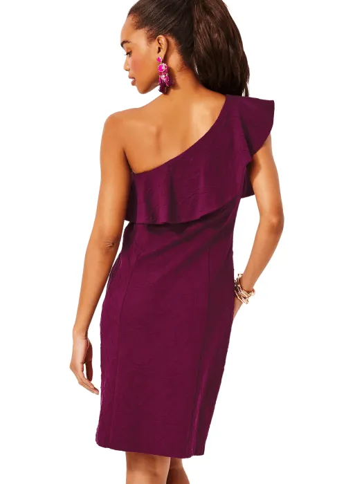 BORDEAUX ONE-SHOULDER DRESS