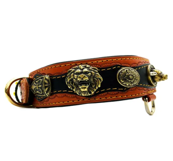 Brown ''Mars'' American Bully Leather Dog Collar