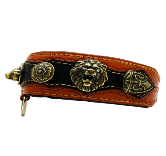 Brown ''Mars'' American Bully Leather Dog Collar