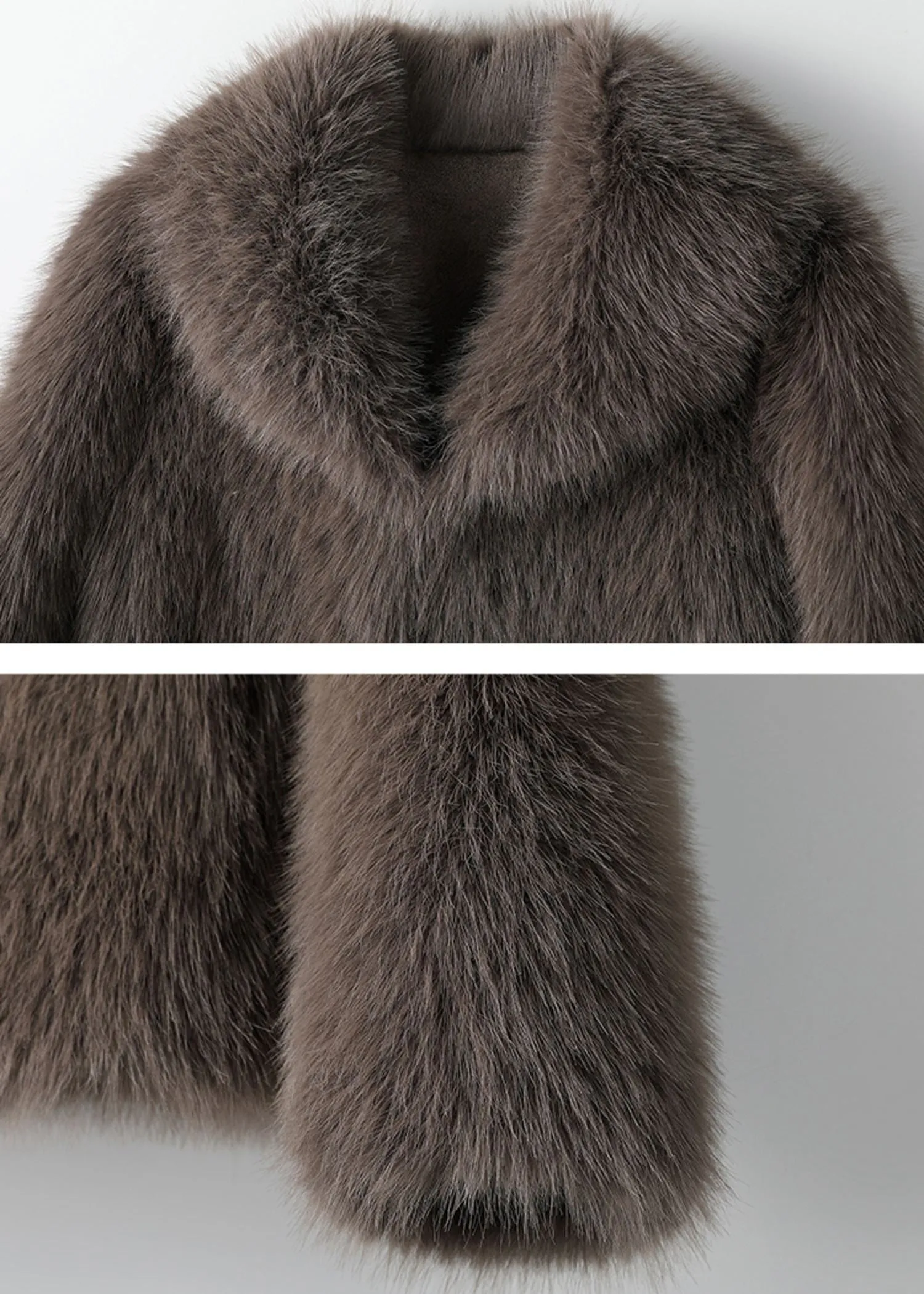 Brown Shawl Collar Faux Fur Short Coat