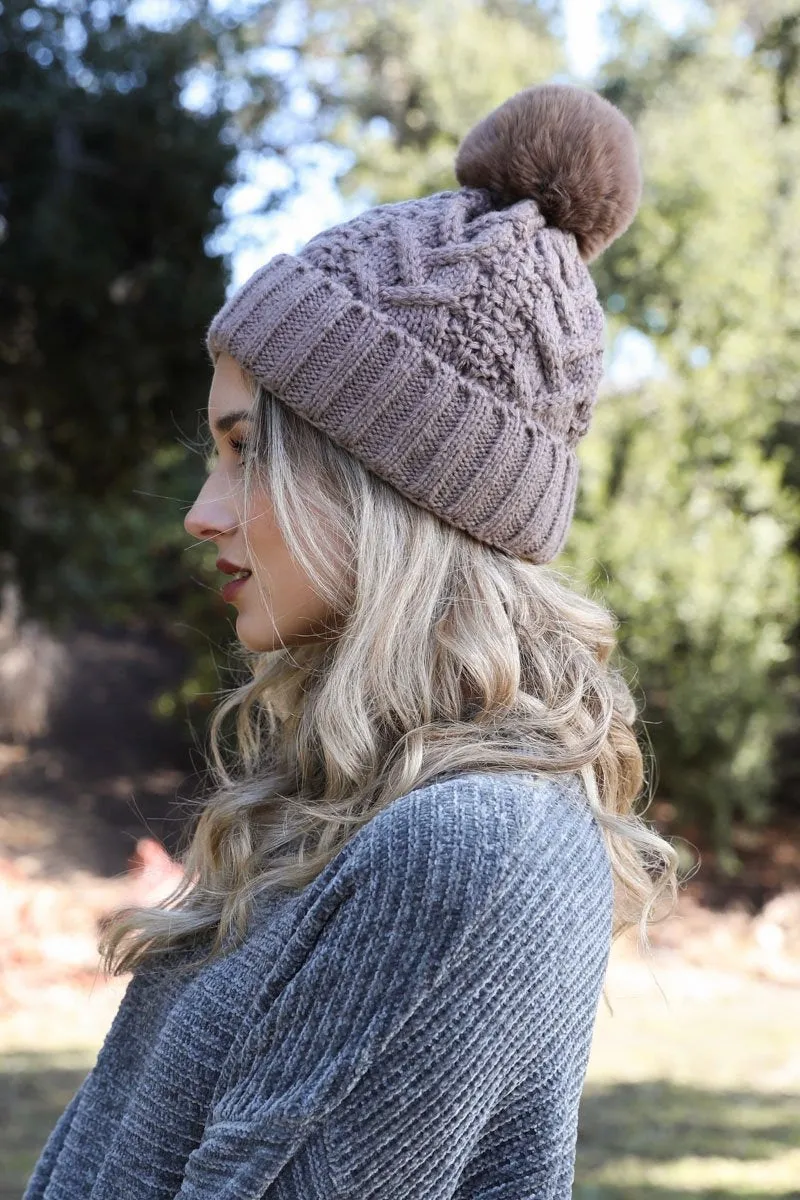 Cable Knit Pom Beanie