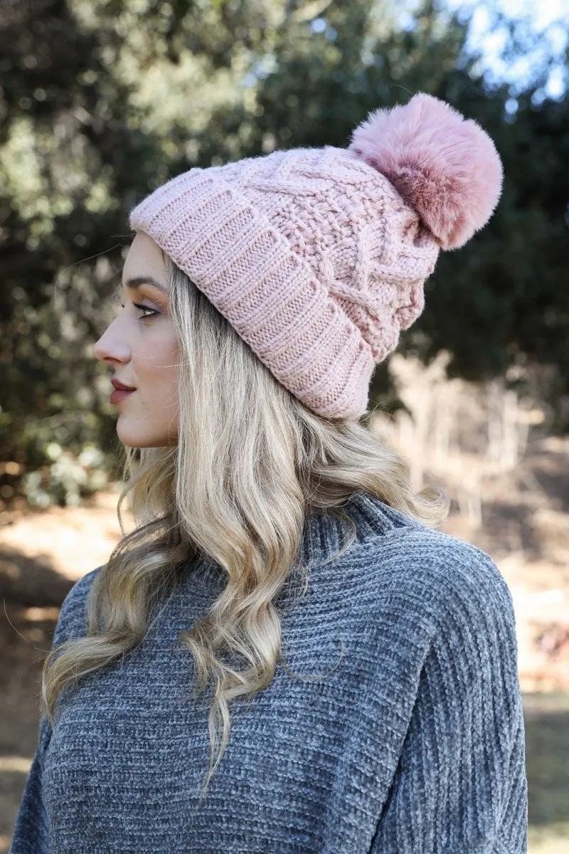 Cable Knit Pom Beanie