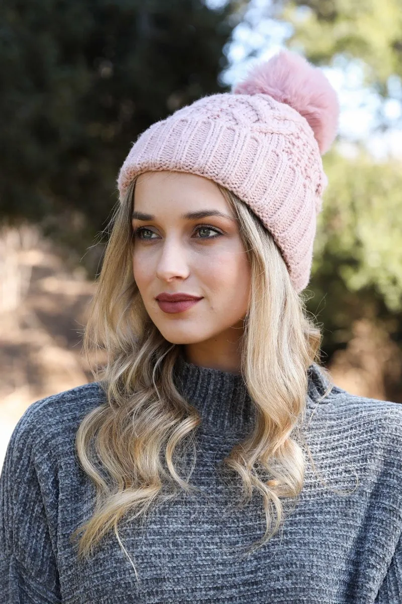 Cable Knit Pom Beanie