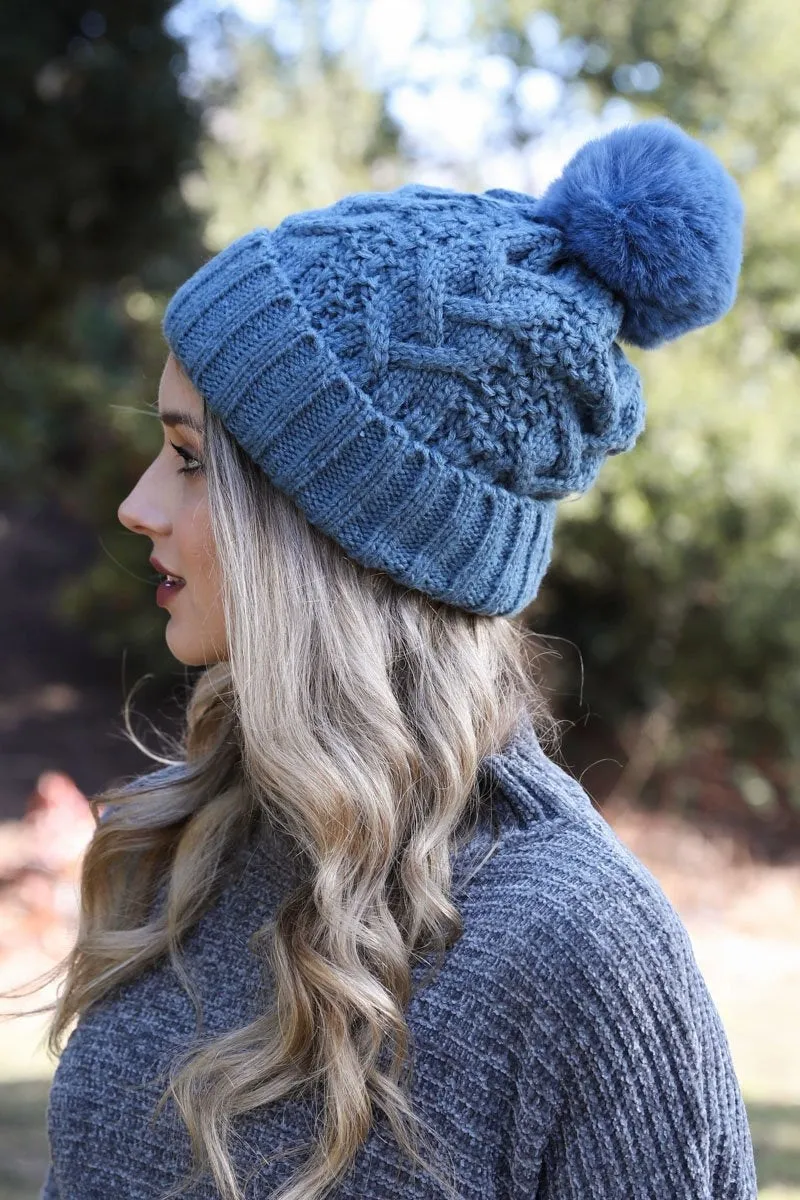 Cable Knit Pom Beanie