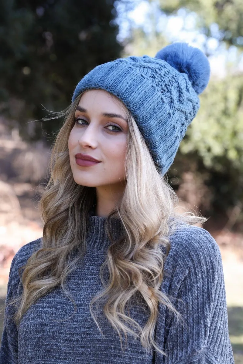 Cable Knit Pom Beanie