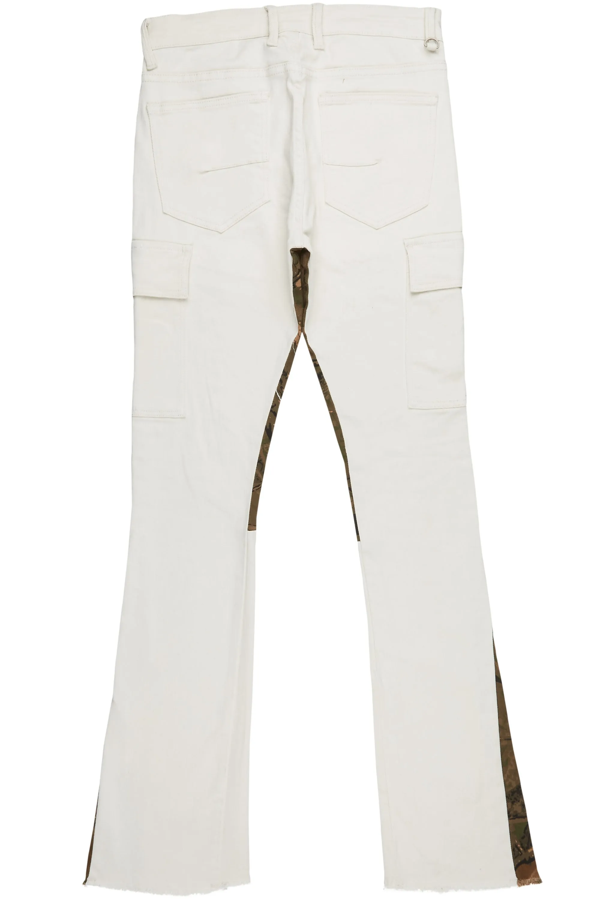 Calan Cream Cargo Stacked Flare Jean