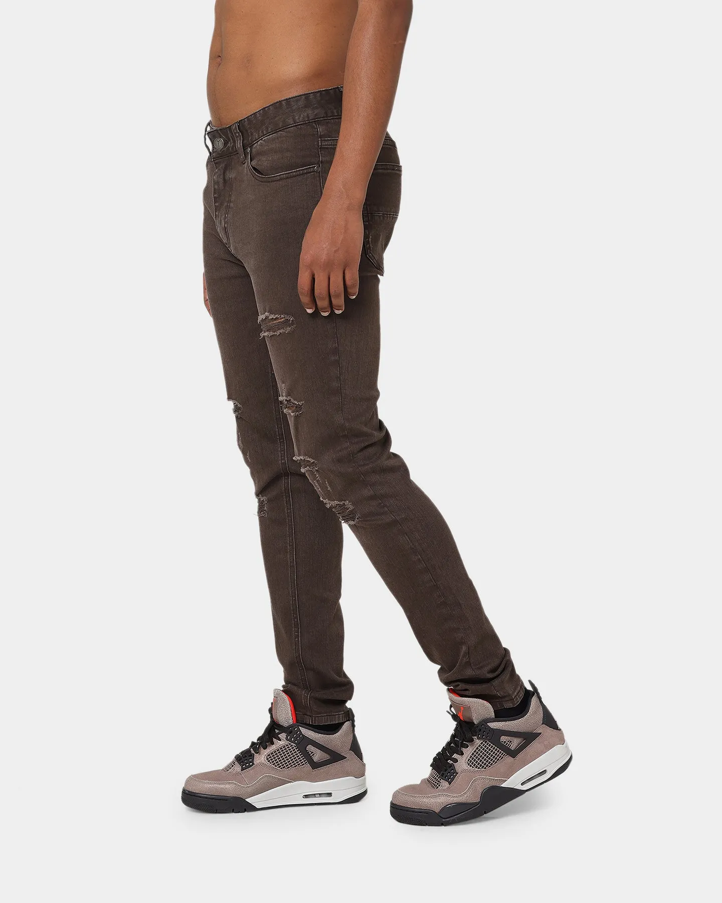 Carré Rugueux Distressed Skinny Jeans Taupe/Dark Taupe