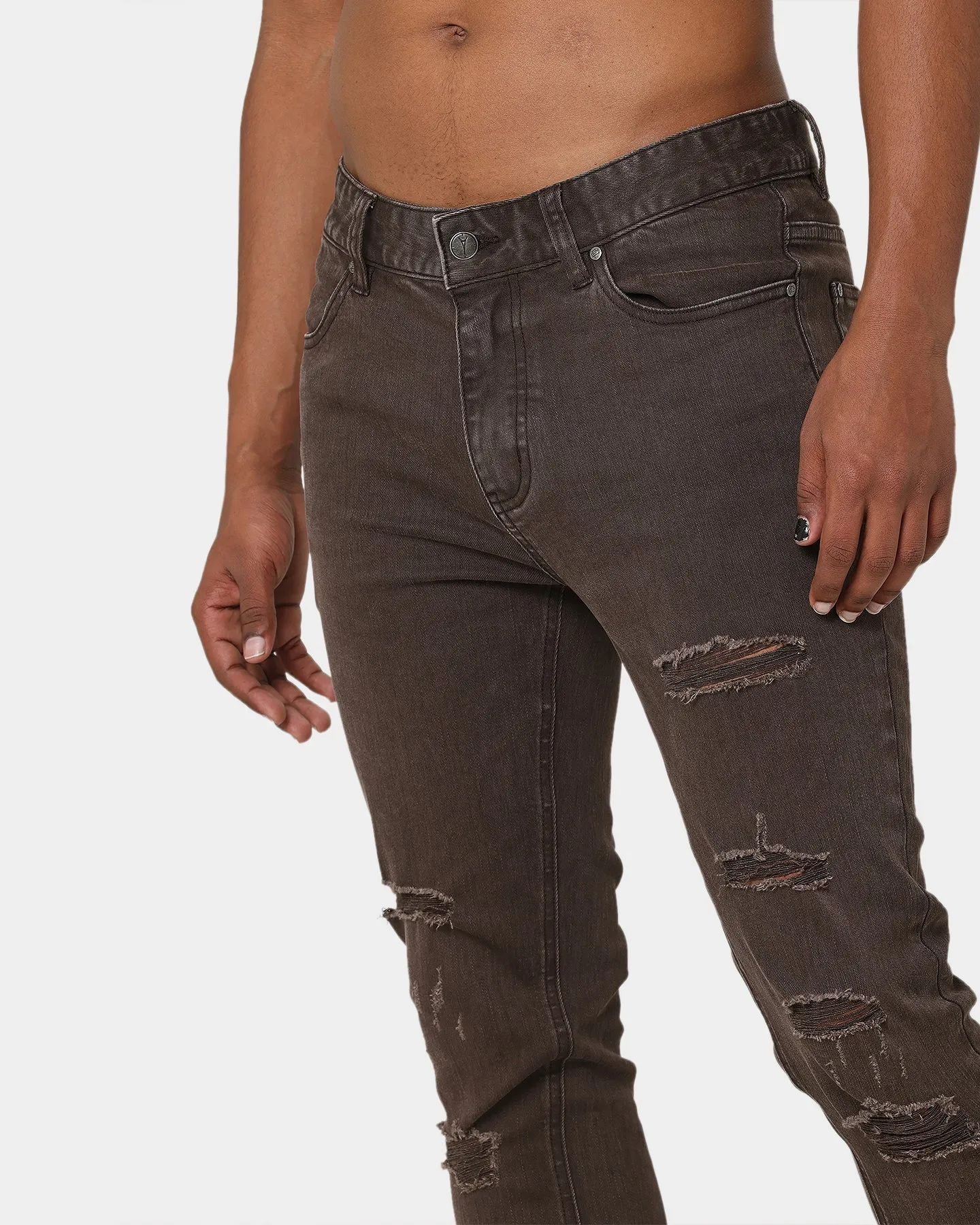 Carré Rugueux Distressed Skinny Jeans Taupe/Dark Taupe