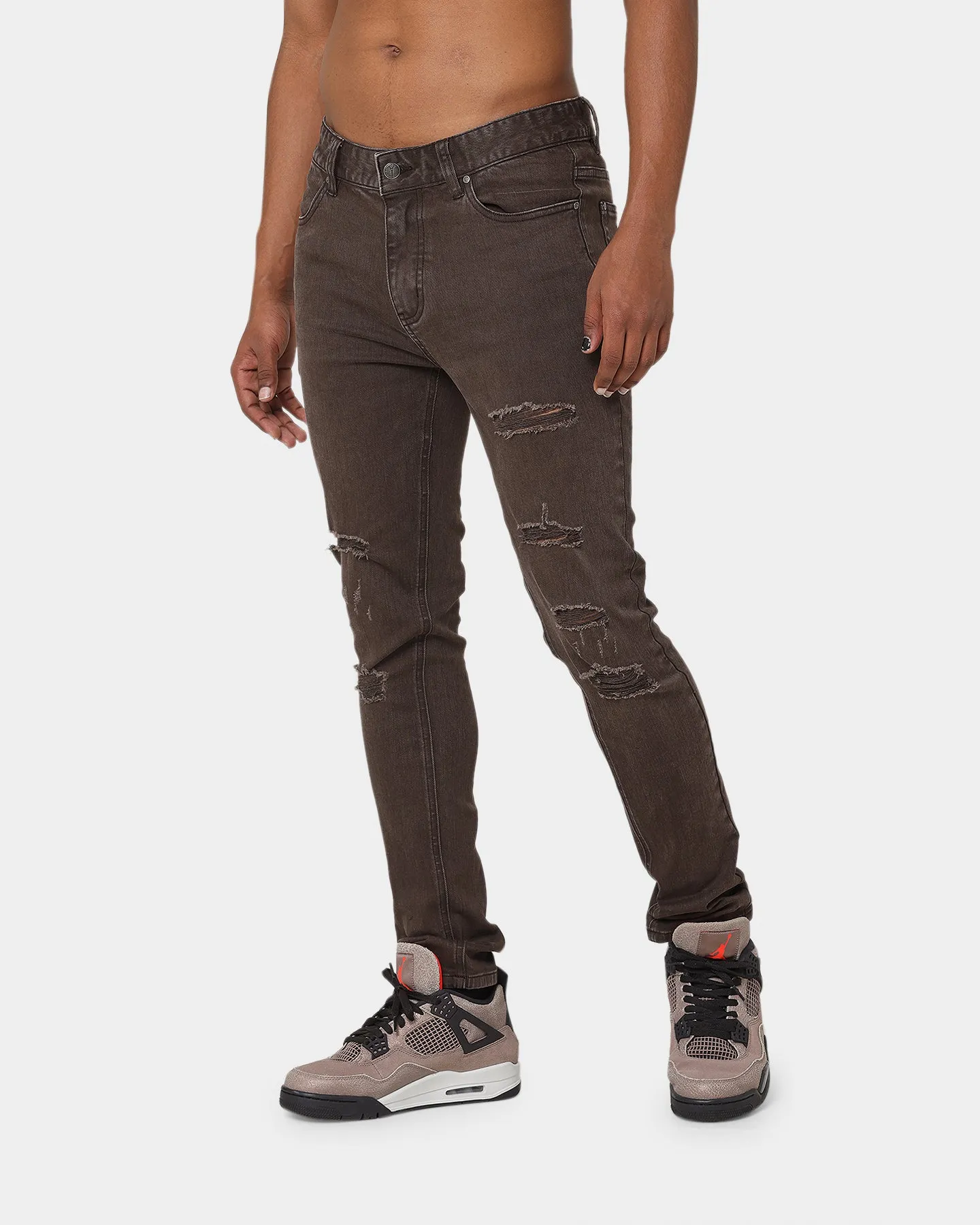 Carré Rugueux Distressed Skinny Jeans Taupe/Dark Taupe