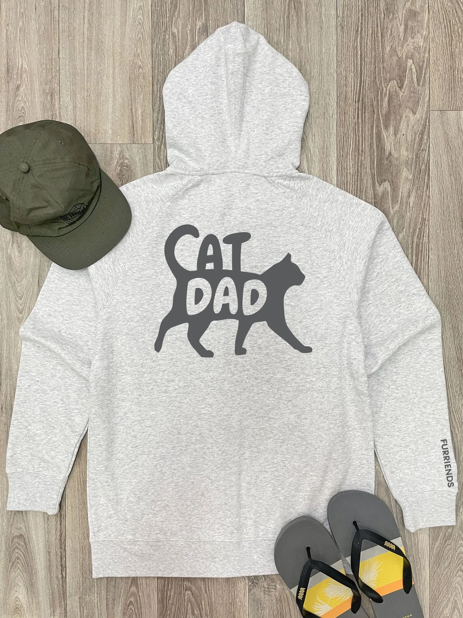 Cat Dad Silhouette Zip Front Hoodie