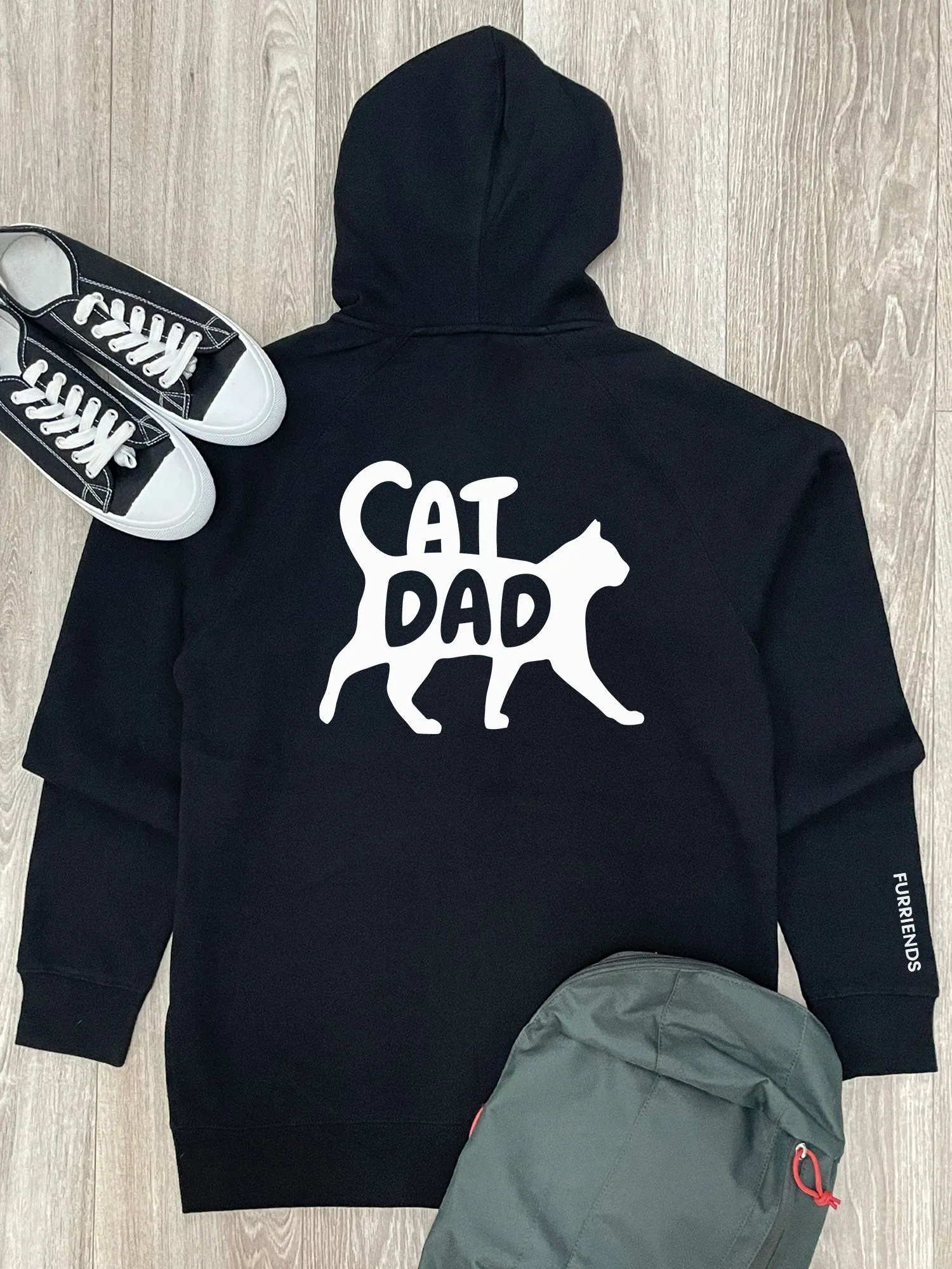 Cat Dad Silhouette Zip Front Hoodie