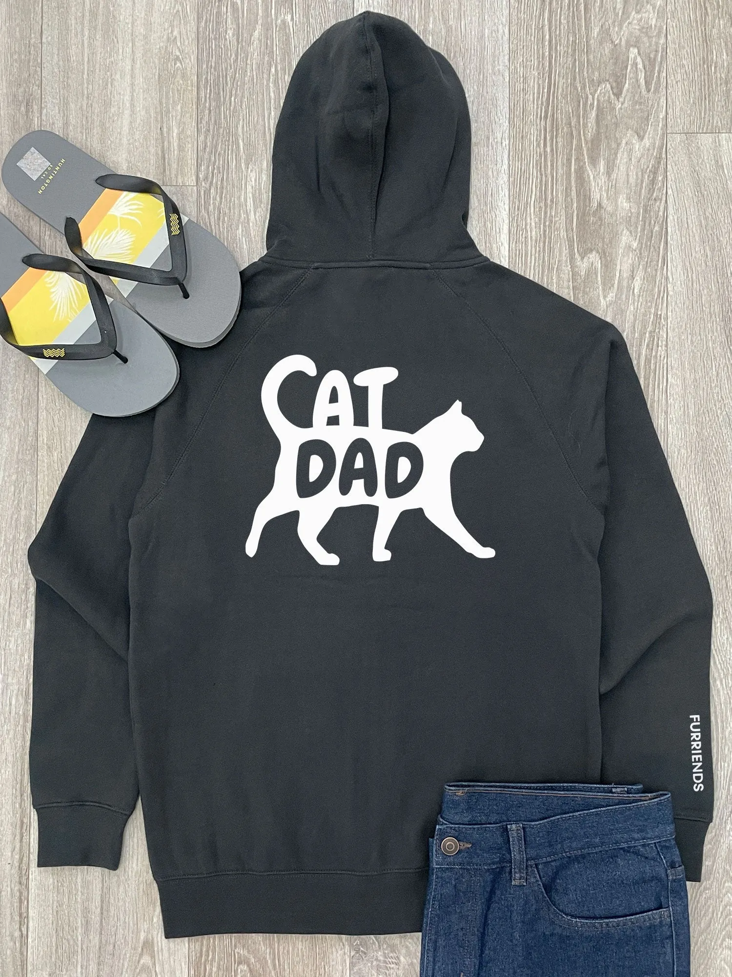 Cat Dad Silhouette Zip Front Hoodie