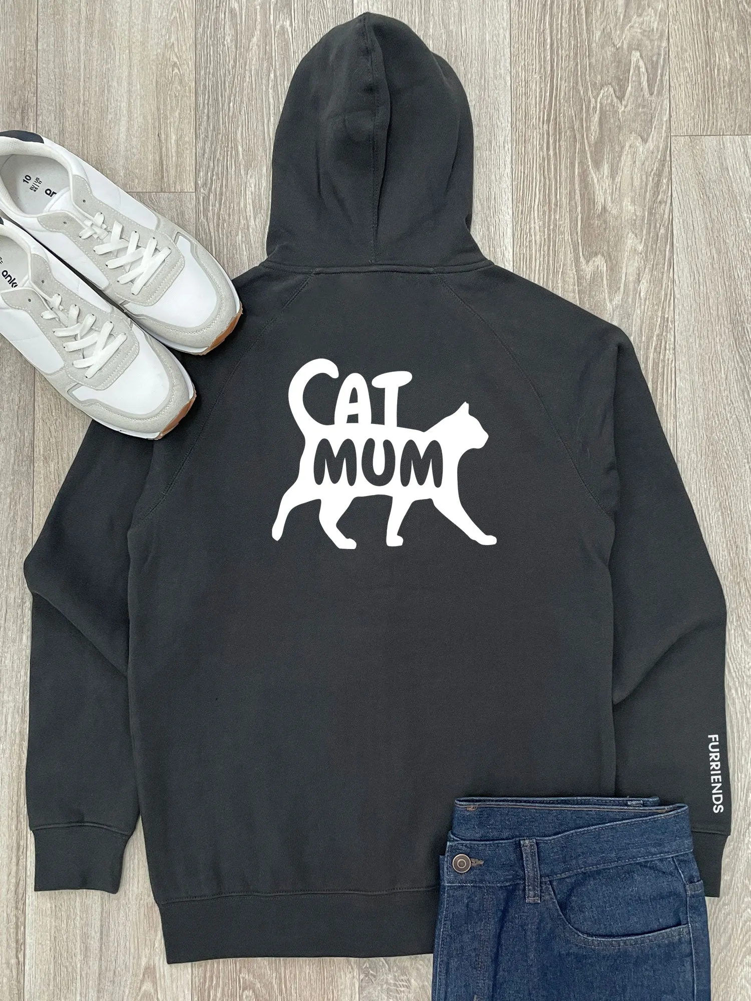 Cat Mum Silhouette Zip Front Hoodie