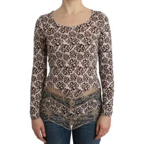 Cavalli Elegant Floral Lace Longsleeve Top