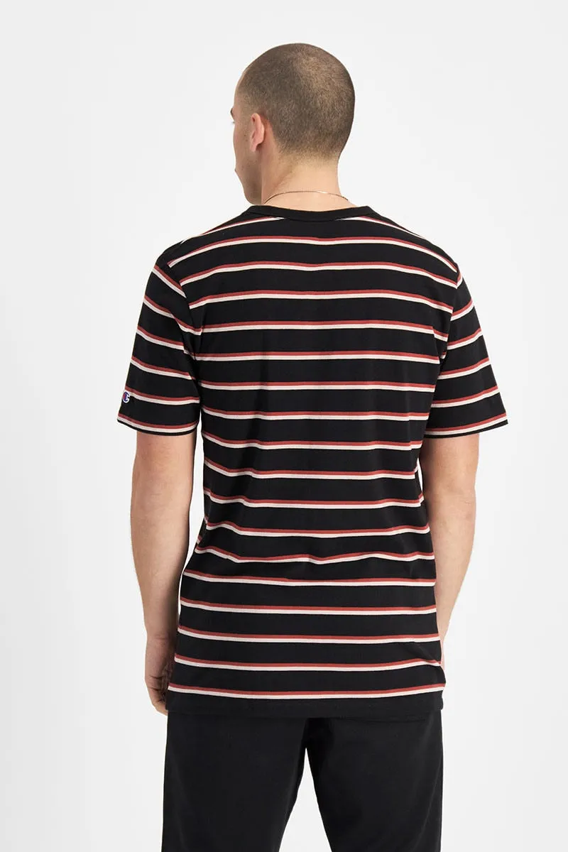 CHAMPION MEN'S STRIPE BLACK/RED TEE