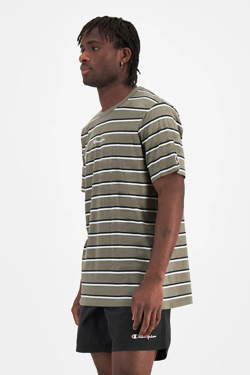 CHAMPION MEN'S STRIPE OLIVE TEE