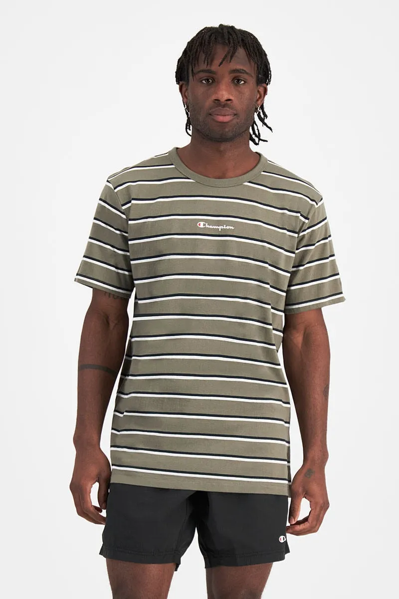 CHAMPION MEN'S STRIPE OLIVE TEE