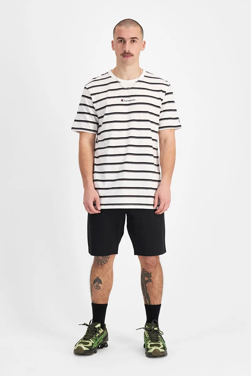 CHAMPION MEN'S STRIPE WHITE TEE